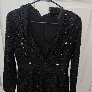 Elegant Black Sequin Romper